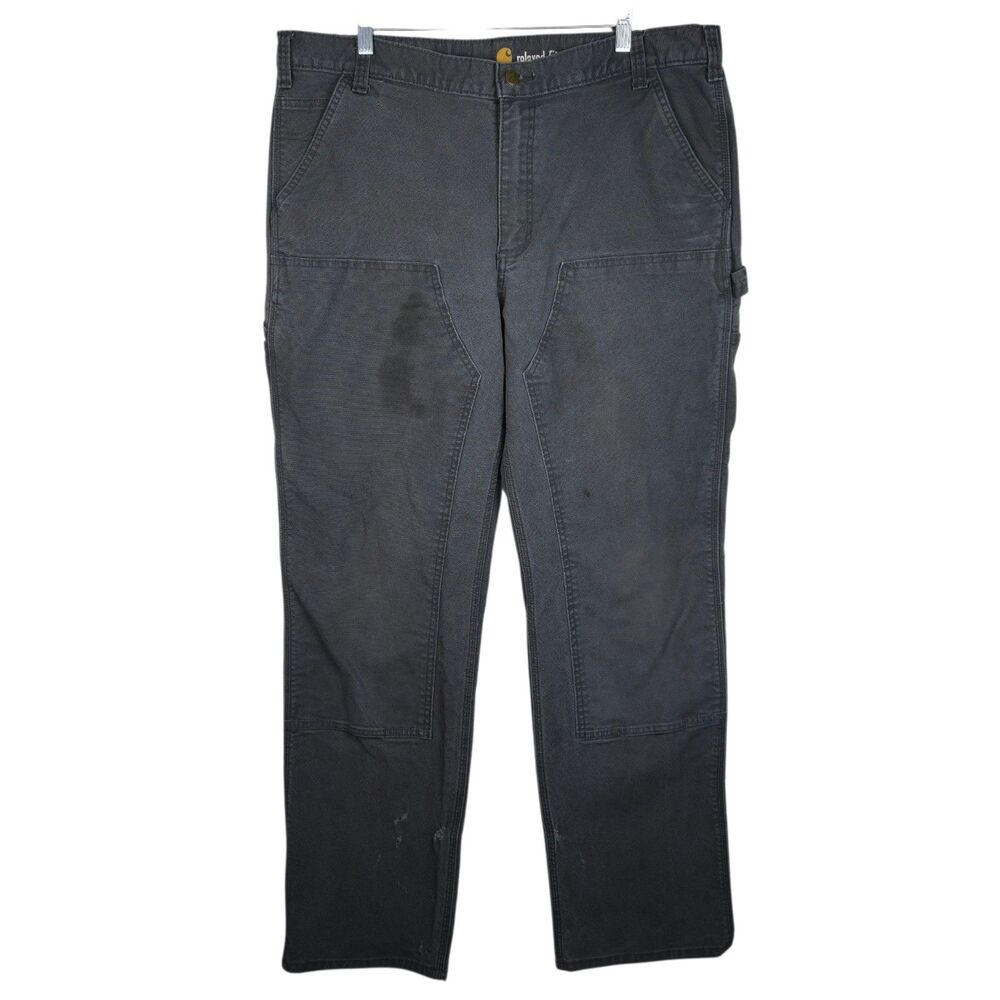 Carhartt Pants 103334 Rugged Flex Relaxed Fit Duck Double-Front Gray 40x34
